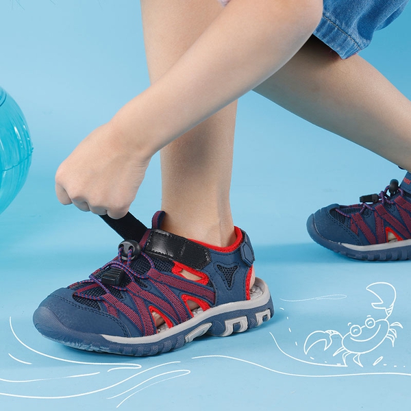 Kids Outdoor Sports Sandals - BLUE GREY RED - 4